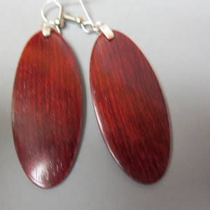 BLoodwood, Exotic Wood Earrings, Oval handcrafted lightweight ExoticWoodJewelryAnd RTobaison image 1