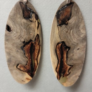 Buckeye Burl & Resin Exotic Wood Earrings long Oval Handcrafted lightweight ExoticwoodJewelryAnd @RTobaison