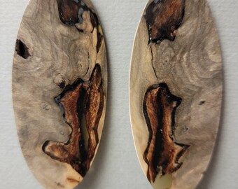 Buckeye Burl & Resin Exotic Wood Earrings long Oval Handcrafted lightweight ExoticwoodJewelryAnd @RTobaison