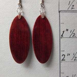 BLoodwood, Exotic Wood Earrings, Oval handcrafted lightweight ExoticWoodJewelryAnd RTobaison image 2