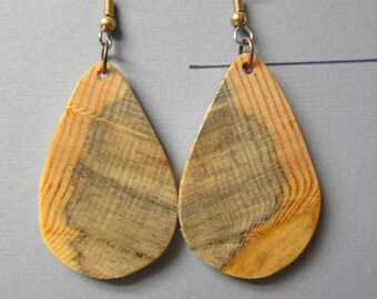 Unique Norfolk Island Pine Exotic Wood Earrings Handmade hypoallergenic wires  ExoticwoodJewelryAnd