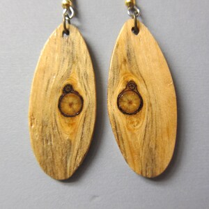 Glowing Pine Beautiful Long Exotic Wood Earrings handcrafted by ExoticwoodJewelryAnd lightweight image 1