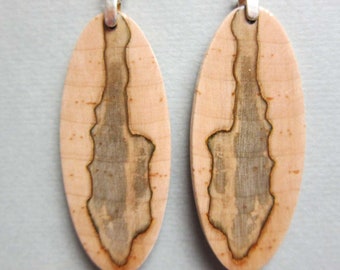 Unique Exotic wood long oval Dangle Earrings, Exotic Wood Handcrafted ExoticwoodJewelry repurposed