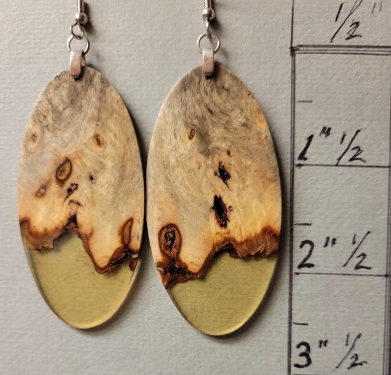 Buckeye Burl Resin Exotic Wood Earrings handcrafted by ExoticwoodJewelryAnd Lightweight ecofriendly organic image 1