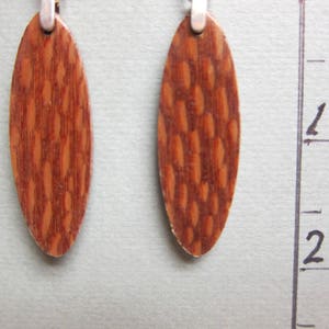 Unique Exotic Wood Patterned Earrings, Handcrafted recycled ExoticWoodJewelryAnd Hypoallergenic wires image 2