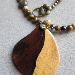unisex Yin Yang Desert Ironwood Pendant Beaded Necklace Exotic Wood ExoticWoodJewelryAnd Ecofriendly repurposed image 3