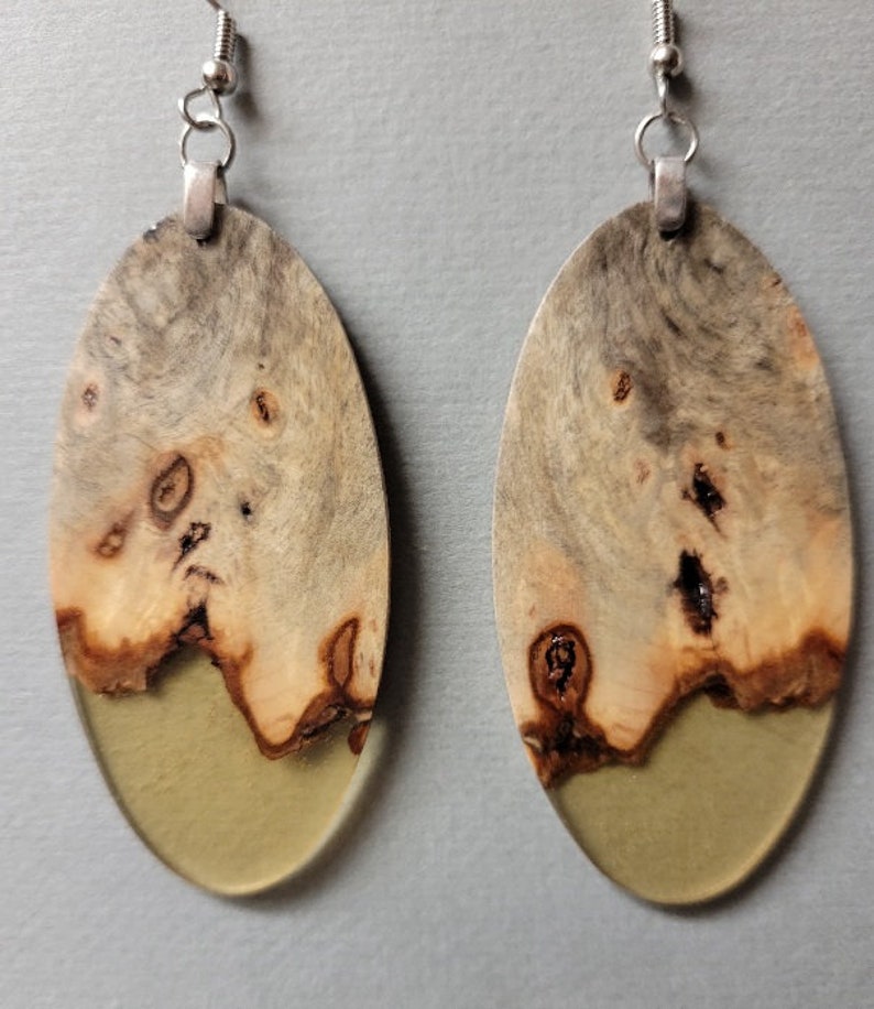 Buckeye Burl Resin Exotic Wood Earrings handcrafted by ExoticwoodJewelryAnd Lightweight ecofriendly organic image 2