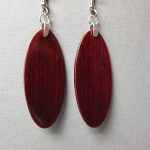 BLoodwood, Exotic Wood Earrings, Oval handcrafted lightweight ExoticWoodJewelryAnd RTobaison image 3