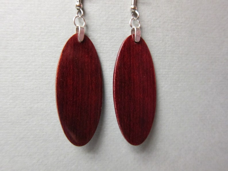 BLoodwood, Exotic Wood Earrings, Oval handcrafted lightweight ExoticWoodJewelryAnd RTobaison image 3