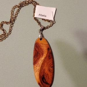 2 Choices Unique Pendant Necklaces, Amboyna Burl or Afzelia Burl,Exotic Wood Pick one RTobaison image 2