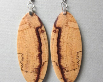 Spalted Tamarind, Exotic Wood Earrings lightweight, ExoticWoodJewelryAnd Earthy