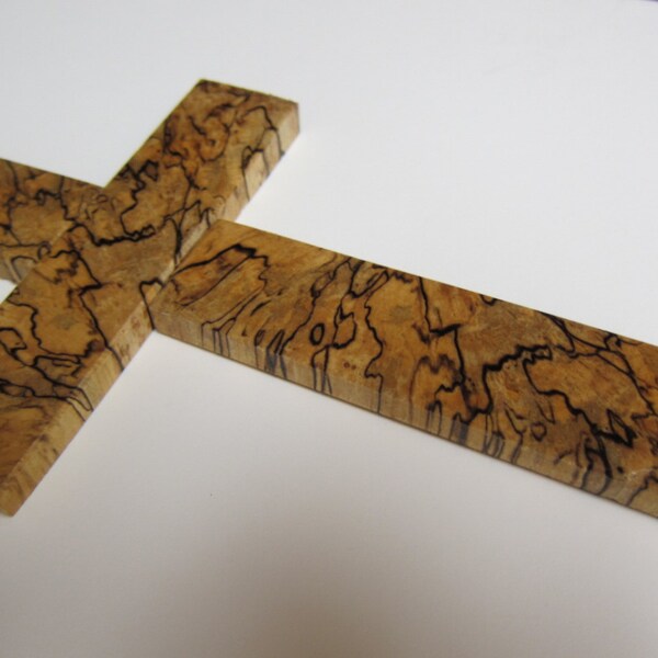 Exotic Wood Wall Cross, Spalted Beech, Handmade by ExoticWoodButtonsAnd Home Décor Christian Religious Ecofriendly repurposed.