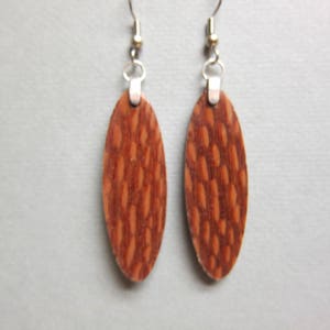 Unique Exotic Wood Patterned Earrings, Handcrafted recycled ExoticWoodJewelryAnd Hypoallergenic wires image 1