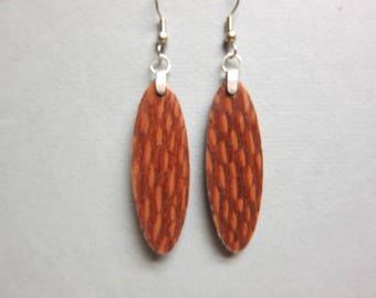 Unique Exotic Wood Patterned Earrings, Handcrafted recycled ExoticWoodJewelryAnd Hypoallergenic wires