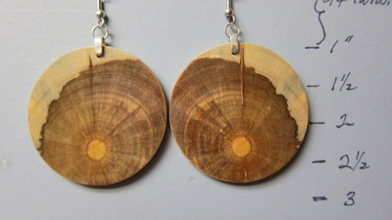 Circle, Earrings Norfolk Island Pine, Exotic Wood hypoallergenic handcrafted large image 2