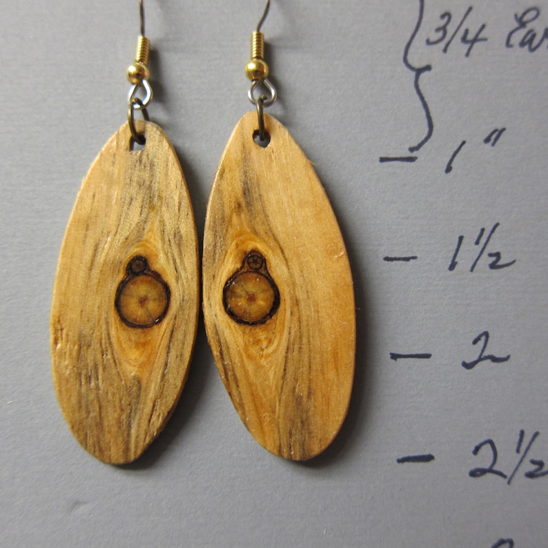 Glowing Pine Beautiful Long Exotic Wood Earrings handcrafted by ExoticwoodJewelryAnd lightweight image 2