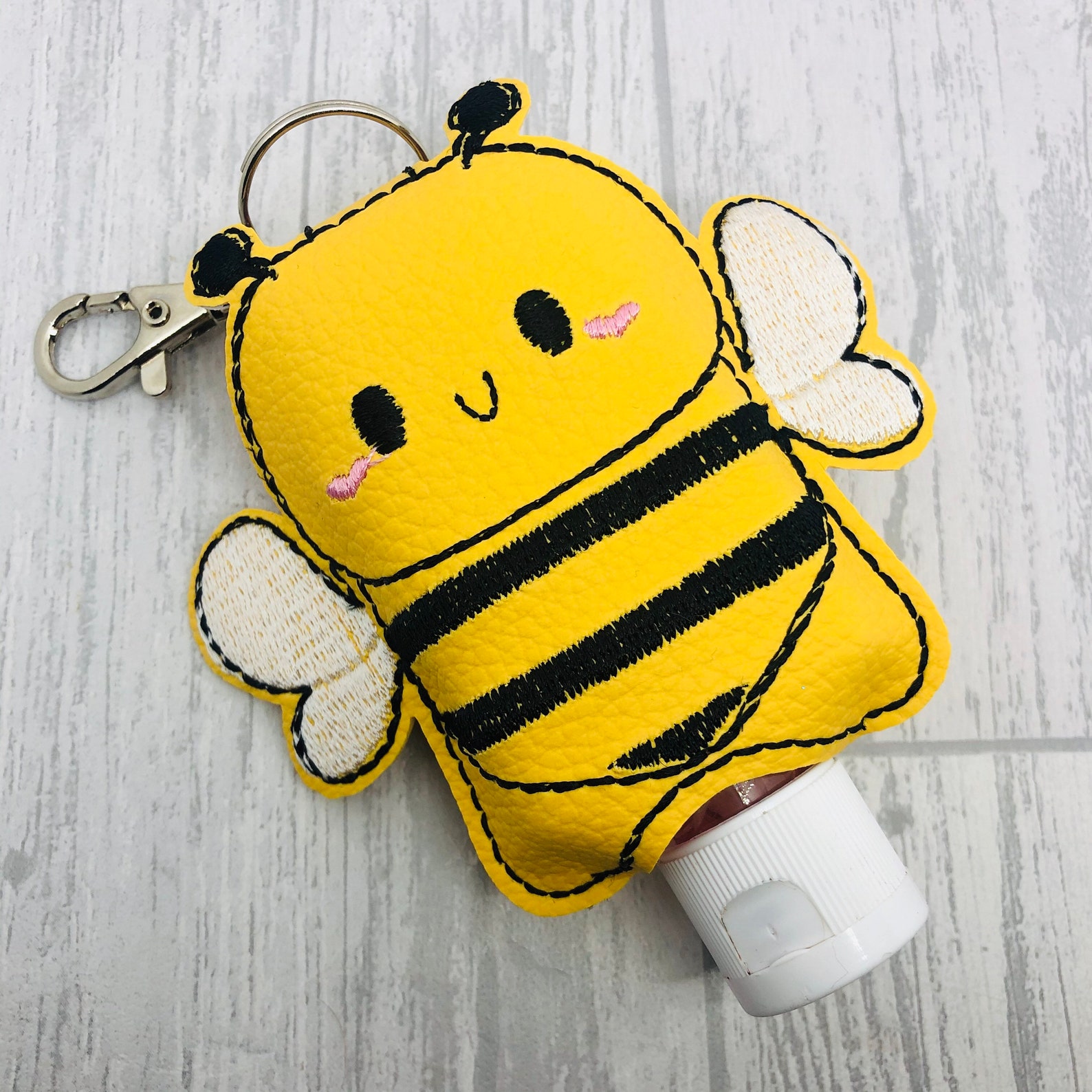 Bee Themed Hand Sanitizer Holder Sanitiser Keyring Keychain Etsy