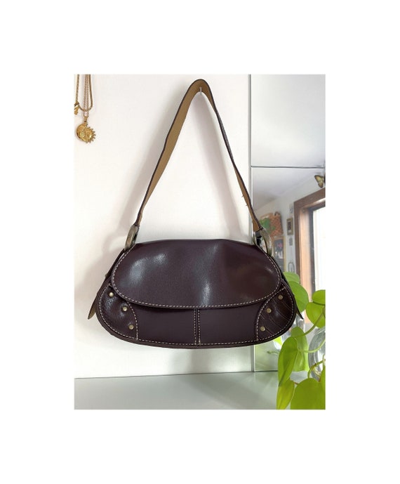 Vintage Y2K Brown Mini Saddle Bag Shoulder Bag wi… - image 1