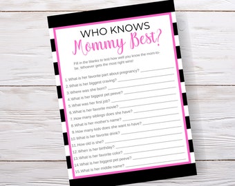 How Well Do You Know Mommy Baby Shower Game Who Knows Mommy - Etsy