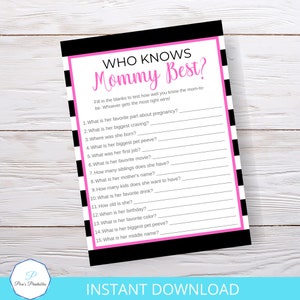Who Knows Mommy Best, Baby Shower Games Printable, How Well Do You Know Mommy to Be, Mummy to Be Baby Shower Game , image 1