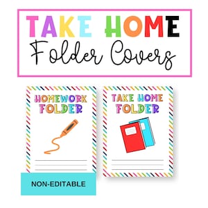 Take Home Folder Covers, Student Homework Folder, Homework Folder Cover, Homework Binder Cover, Classroom Folder Covers