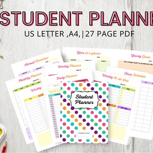Student Planner, Student Planner Printable, Academic Planner, Academic Planner 2021-2022, Assignment Planner, College Planner, Study Planner