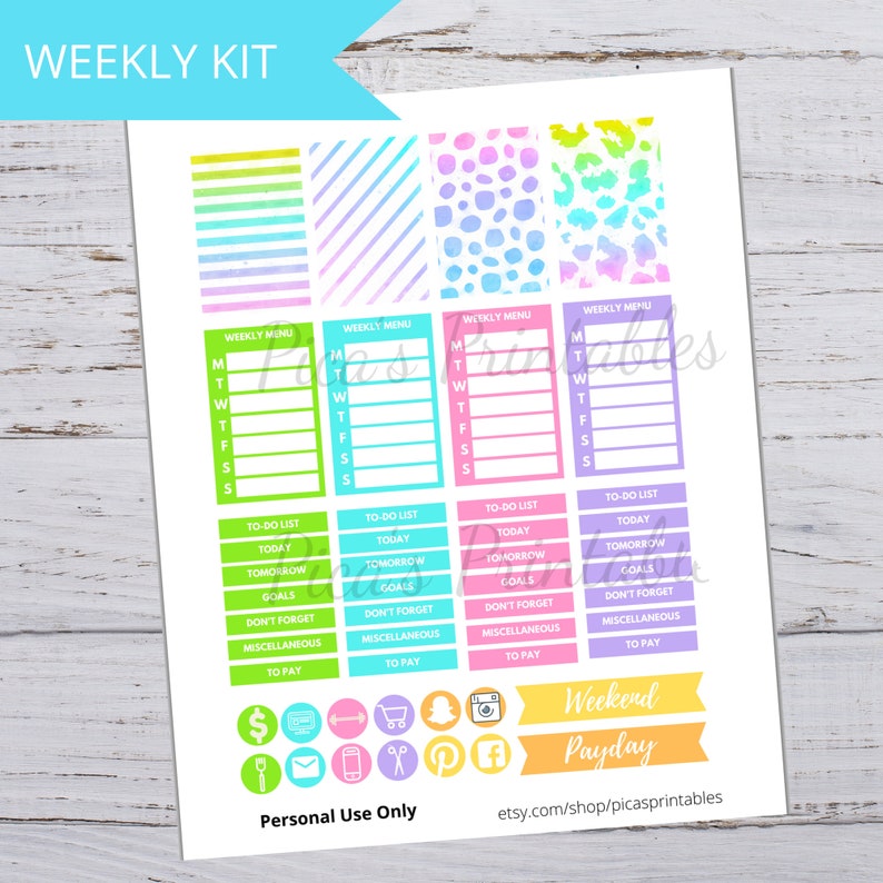 Printable Weekly Kit Classic Happy Planner Stickers | Etsy