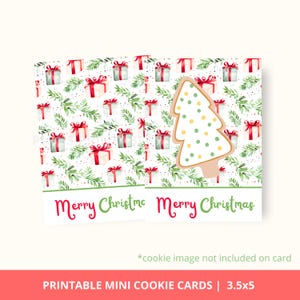 Merry Christmas Cookie Card, Printable Mini Cookie Card, Printable Christmas Cookie Card, Merry Christmas Cookie Card Gift Tag