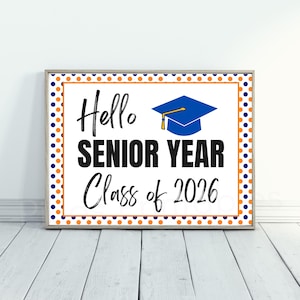 Classe di studenti dell&#39;ultimo anno del 2026, Cartello del primo giorno dell&#39;ultimo anno, Cartello stampabile del primo giorno, Ritorno a scuola, Cartello stampabile del primo giorno di scuola, Ultimo anno