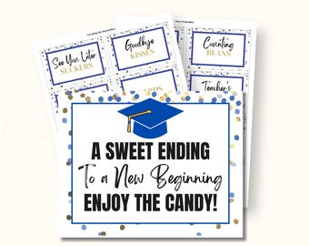 Etiquetas para barra de dulces de graduación, letrero para barra de dulces de graduación, decoraciones para fiesta de graduación de 2025, letreros imprimibles para dulces de graduación