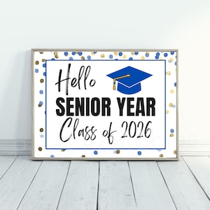 Classe di studenti dell&#39;ultimo anno del 2026, Cartello del primo giorno dell&#39;ultimo anno, Cartello stampabile del primo giorno, Ritorno a scuola, Cartello stampabile del primo giorno di scuola, Ultimo anno