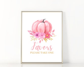 Pumpkin Baby Shower Favor Sign, Baby Shower Favor Sign, Printable Birthday Party Favor Sign, Baby Shower Table Sign