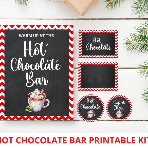 Hot Chocolate Bar Printable Kit, Hot Cocoa Bar Printable Kit, Hot Chocolate Party, Hot Cocoa Bar, Signs, Labels, Cup Labels