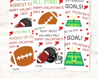 Tarjetas de San Valentín editables con temática de fútbol, tarjetas de San Valentín para niños, tarjetas de San Valentín deportivas, etiquetas de San Valentín para la escuela, tarjetas de San Valentín imprimibles