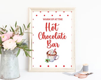 Hot Chocolate Bar Sign, Christmas Party Decor (Digital File)