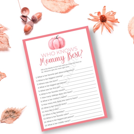 Who Knows Mommy Best, Baby Shower Games Printable, How Well Do You Know