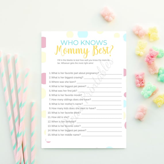 Who Knows Mommy Best, Baby Shower Games Printable, How Well Do You Know