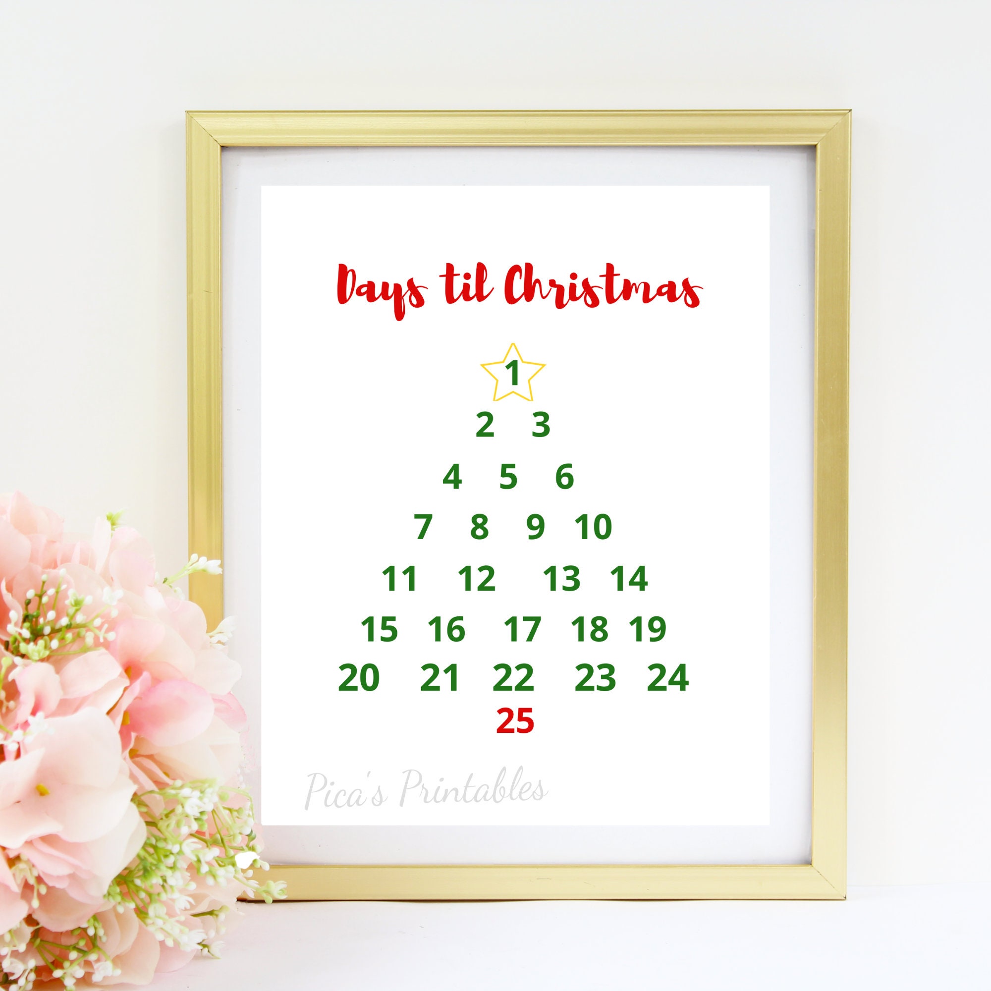 Days til christmas Christmas countdown Advent calendar 25 Etsy