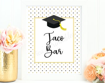 Letrero de fiesta de graduación de Taco Bar, letrero de bar de tacos, letrero de mesa de tacos, letrero de mesa de graduación, letrero de fiesta de graduación
