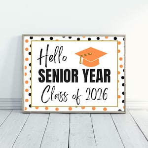 Classe di studenti dell&#39;ultimo anno del 2026, Cartello del primo giorno dell&#39;ultimo anno, Cartello stampabile del primo giorno, Ritorno a scuola, Cartello stampabile del primo giorno di scuola, Ultimo anno