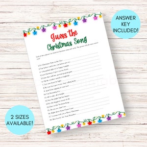 Guess the Christmas Song Game Guess the Christmas Song Christmas Song Trivia Game Christmas Party Game