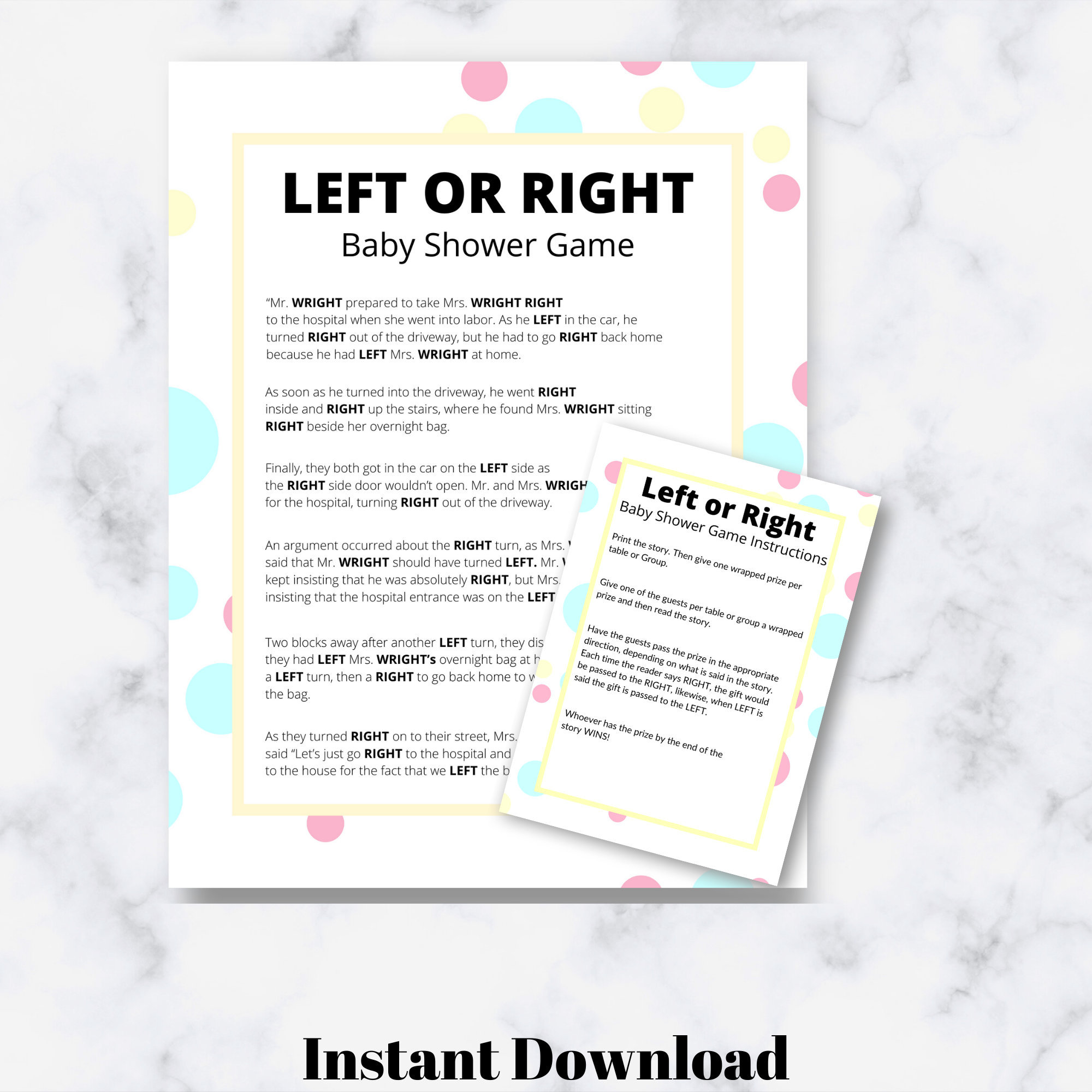 Buy Left Right Baby Shower Game, Left or Right Storybook Baby Shower Game,  Pass the Prize, Baby Shower Prize Game, Right Left Game Online in India -  Etsy, image size:2000x2000
