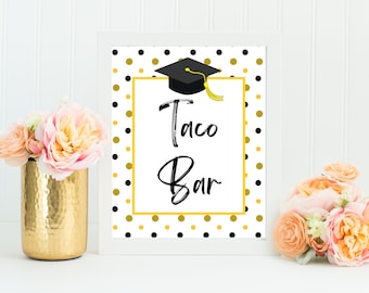 Letrero de tacos para fiesta de graduación, crea tu propio letrero de tacos, fiesta de graduación, todos los ingredientes, fiesta de graduación, letrero de tacos, comida de graduación