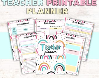 Rainbow Teacher Planner, 2025 Teacher Planner Printable, Teacher Binder, Classroom Organization,  Lesson Planner Printable