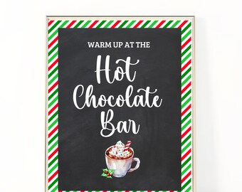 Hot Chocolate Bar Sign, Hot Cocoa Bar Sign, Christmas Party Sign, Hot Chocolate Sign, Christmas Party Decor