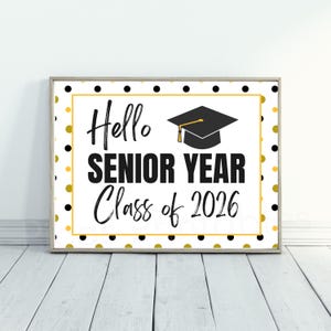 Classe di studenti dell&#39;ultimo anno del 2026, Cartello del primo giorno dell&#39;ultimo anno, Cartello stampabile del primo giorno, Ritorno a scuola, Cartello stampabile del primo giorno di scuola, Ultimo anno