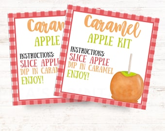 Caramel Apple Kit Tag, Caramel Apple Kit Thanksgiving Tags Autumn Fall Gift Tag Apple Treat Tag Thanksgiving Teacher Kids Coworker Printable