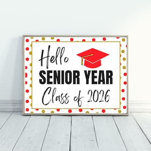 Classe di studenti dell&#39;ultimo anno del 2026, Cartello del primo giorno dell&#39;ultimo anno, Cartello stampabile del primo giorno, Ritorno a scuola, Cartello stampabile del primo giorno di scuola, Ultimo anno