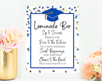 Graduation lemonade bar, lemon decor, lemonade bar sign, lemonade stand sign, Grad Party Drink Station Sign,
