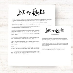 Left or Right Game Bridal Shower Game Prize Pass the Prize Game Left or Right Bridal Shower game